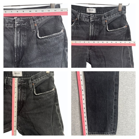 Agolde Womens 27 Low-Rise Lyle Relaxed Straight-Leg Jeans In Washed Black Denim - Picture 9 of 11
